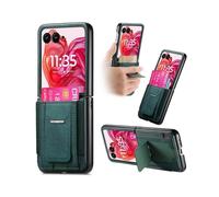 (For Motorola Moto Razr 60 Ultra, Green) Retro Leather Fold Stand Elastic Card Bag Phone Case