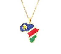 For Namibia Stainless Steel African Map Pendant Necklaces Map Jewelry Gold Color Items for Bridal Women Man Party Gifts Earrings Sets Round Ball Jewelry