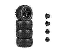 For Neumáticos y llantas para camión monstruo teledirigido, 4 piezas, 125mm de goma, for 1/10, 12mm hexagonales con tuercas de bloqueo de nailon de 4mm para Trxs Himoto HSP HPI Redcat(DLT006)