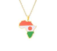 For Niger Stainless Steel African Map Pendant Necklaces Map Jewelry Gold Color Items for Bridal Women Man Party Gifts Earrings Sets Round Ball Jewelry