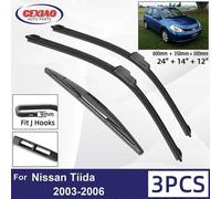 For Nissan Tiida 2003~2006 Car Front Rear Wiper Blades Soft Rubber Windscreen Wipers Auto Windshield