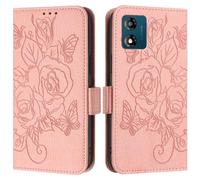 For Nothing CMF Phone 1 - Funda de piel sintética de alta calidad con diseño de flores en relieve, absorción de golpes, funda protectora magnética para Nothing CMF Phone 1, color rosa