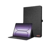 For OnePlus Pad 3 Case with Stand Card Holder Cloth Texture Leather Tablet Cover Black