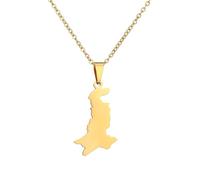 For Pakistan Map Flag Pendant Necklace,World Map Ethnic Flag Symbol Necklace for Men Women,Stainless Steel Clavicle Chain,Patriotic Ethnic Jewelry,Adjustable Chain Accessories Gifts (Model 7)