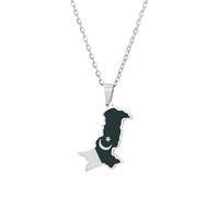 For Pakistan Map Flag Pendant Necklace,World Map Ethnic Flag Symbol Necklace for Men Women,Stainless Steel Clavicle Chain,Patriotic Ethnic Jewelry,Adjustable Chain Accessories Gifts (Model 2)