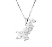 For Pakistan Map Flag Pendant Necklace,World Map Ethnic Flag Symbol Necklace for Men Women,Stainless Steel Clavicle Chain,Patriotic Ethnic Jewelry,Adjustable Chain Accessories Gifts (Model 5)