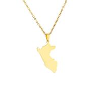 For Peru Stainless Steel Map Pendant Necklaces Map Jewelry Gold Color Items for Bridal Women Man Party Gifts Earrings Sets Round Ball Jewelry (Model 5)