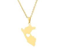 For Peru Stainless Steel Map Pendant Necklaces Map Jewelry Gold Color Items for Bridal Women Man Party Gifts Earrings Sets Round Ball Jewelry (Model 7)