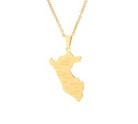 For Peru Stainless Steel Map Pendant Necklaces Map Jewelry Gold Color Items for Bridal Women Man Party Gifts Earrings Sets Round Ball Jewelry (Model 3)