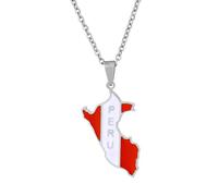 For Peru Stainless Steel Map Pendant Necklaces Map Jewelry Gold Color Items for Bridal Women Man Party Gifts Earrings Sets Round Ball Jewelry (Model 2)