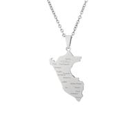 For Peru Stainless Steel Map Pendant Necklaces Map Jewelry Gold Color Items for Bridal Women Man Party Gifts Earrings Sets Round Ball Jewelry (Model 4)
