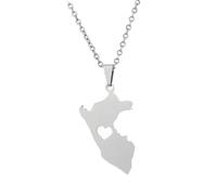 For Peru Stainless Steel Map Pendant Necklaces Map Jewelry Gold Color Items for Bridal Women Man Party Gifts Earrings Sets Round Ball Jewelry (Model 8)