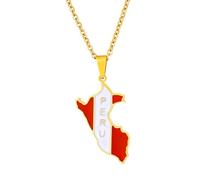 For Peru Stainless Steel Map Pendant Necklaces Map Jewelry Gold Color Items for Bridal Women Man Party Gifts Earrings Sets Round Ball Jewelry (Model 1)
