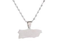 For Puerto Rico Stainless Steel Map Pendant Necklaces Map Jewelry Gold Color Items for Bridal Women Man Party Gifts Earrings Sets Round Ball Jewelry (Model 4)