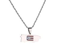 For Puerto Rico Stainless Steel Map Pendant Necklaces Map Jewelry Gold Color Items for Bridal Women Man Party Gifts Earrings Sets Round Ball Jewelry (Model 7)