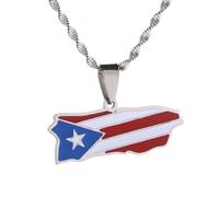 For Puerto Rico Stainless Steel Map Pendant Necklaces Map Jewelry Gold Color Items for Bridal Women Man Party Gifts Earrings Sets Round Ball Jewelry (Model 2)