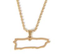 For Puerto Rico Stainless Steel Map Pendant Necklaces Map Jewelry Gold Color Items for Women Man Party Gifts Earrings Sets Round Ball Jewelry (Model 11)