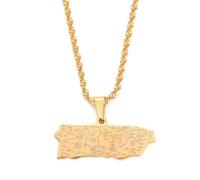 For Puerto Rico Stainless Steel Map Pendant Necklaces Map Jewelry Gold Color Items for Women Man Party Gifts Earrings Sets Round Ball Jewelry (Model 1)