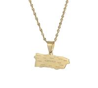 For Puerto Rico Stainless Steel Map Pendant Necklaces Map Jewelry Gold Color Items for Women Man Party Gifts Earrings Sets Round Ball Jewelry (Model 3)