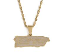 For Puerto Rico Stainless Steel Map Pendant Necklaces Map Jewelry Gold Color Items for Women Man Party Gifts Earrings Sets Round Ball Jewelry (Model 17)