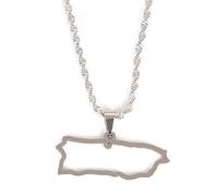 For Puerto Rico Stainless Steel Map Pendant Necklaces Map Jewelry Gold Color Items for Women Man Party Gifts Earrings Sets Round Ball Jewelry (Model 12)