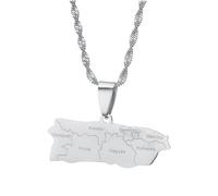 For Puerto Rico Stainless Steel Map Pendant Necklaces Map Jewelry Gold Color Items for Women Man Party Gifts Earrings Sets Round Ball Jewelry (Model 6)