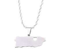 For Puerto Rico Stainless Steel Map Pendant Necklaces Map Jewelry Gold Color Items for Women Man Party Gifts Earrings Sets Round Ball Jewelry (Model 14)