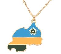 For Rwanda Stainless Steel Map Pendant Necklaces Map Jewelry Gold Color Items for Bridal Women Man Party Gifts Earrings Sets Round Ball Jewelry