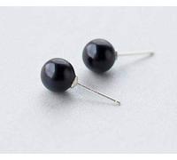 for S925 Female Cute Round Shell Synthetic Pearl Men Women Couple Earrings Red 6mm