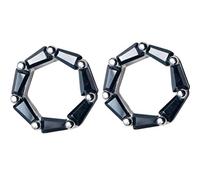 for S925 Women Korean Art Black Small Ring Round Circle Earrings White Diamond