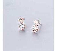 for S925 Women Korean Hollow Pineapple Diamond Drop Earrings Sweet Rose