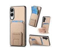 (For Samsung Galaxy S25 Edge 5G) Carbon Fiber Card Bag Fold Stand Phone Case