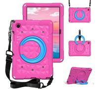 For Samsung Galaxy Tab A11 8.7 Inch 2025 (Model: SM-X130/X133/X135) Case for Kids,Teens with Strap Handle and Rotating Stand Lightweight Shockproof Kids Friendly Cover with Shoulder Strap(Rose red)