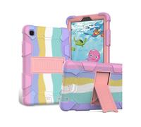 For Samsung Galaxy Tab A7 Lite 2021 SM-T220 / SM-T225 Heavy Duty Shockproof Survivor Case Cover - Rainbow+Pink