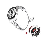 For Samsung Galaxy Watch 5 44mm Bead Decor Bracelet Strap Smartwatch Band with PC Protective Case