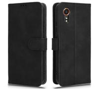 For Samsung Galaxy Xcover 7 Cell Phone Case Skin-touch Folio PU Leather Wallet Cover - Rose Style B Samsung Galaxy Xcover Black