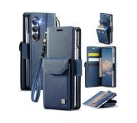 (For Samsung Galaxy Z Fold5 5G, Blue) AutSpace A23 Organ Card Bag Magnetic RFID PU Phone Case