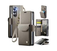 (For Samsung Galaxy Z Fold5 5G, Grey) AutSpace A23 Organ Card Bag Magnetic RFID PU Phone Case