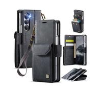 (For Samsung Galaxy Z Fold6 5G, Black) AutSpace A23 Organ Card Bag Magnetic RFID PU Phone Case