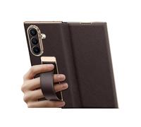 for Samsung Zfold7 Premium Leather Wrist Strap Protector, Luxury All-Around Shockproof Protection Cover (Brown,W24)