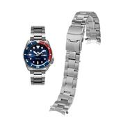 For Seiko No.5 banda de acero inoxidable sólido 20mm 22mm Correa deportiva for hombres SKX007 SKX009 SRPD63K1 SKX175 Jubilee pulsera con extremo curvado(A-silver,20mm)