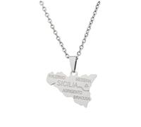 For Sicilia Stainless Steel Map Pendant Necklaces Map Jewelry Gold Color Items for Bridal Women Man Party Gifts Earrings Sets Round Ball Jewelry (Model 12)