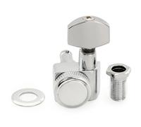 For sintonizador de cabezal de máquina de bloqueo completamente sellado de 2 pines con relación 18:1, llave de clavija de afinación con botón hexagonal for guitarra Fen-der(1 Pc L Chrome)