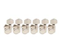 For sintonizador de cabezal de máquina de bloqueo completamente sellado de 2 pines con relación 18:1, llave de clavija de afinación con botón hexagonal for guitarra Fen-der(6 Pcs L Nickel)