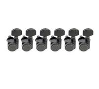 For sintonizador de cabezal de máquina de bloqueo completamente sellado de 2 pines con relación 18:1, llave de clavija de afinación con botón hexagonal for guitarra Fen-der(6 Pcs L Black)