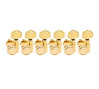 For sintonizador de cabezal de máquina de bloqueo completamente sellado de 2 pines con relación 18:1, llave de clavija de afinación con botón hexagonal for guitarra Fen-der(6 Pcs L Gold)