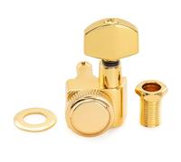 For sintonizador de cabezal de máquina de bloqueo completamente sellado de 2 pines con relación 18:1, llave de clavija de afinación con botón hexagonal for guitarra Fen-der(1 Pc L Gold)