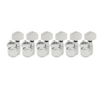For sintonizador de cabezal de máquina de bloqueo completamente sellado de 2 pines con relación 18:1, llave de clavija de afinación con botón hexagonal for guitarra Fen-der(6 Pcs L Chrome)