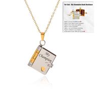 For Son - My Champion Book. Collar ajustable con nombre personalizado de oro de 18 quilates con 6 páginas, mini collares grabados personalizados, regalos para hijo de papá y mamá