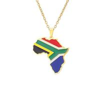 For South Africa Stainless Steel African Map Pendant Necklaces Map Jewelry Gold Color Items for Bridal Women Man Party Gifts Earrings Sets Round Ball Jewelry